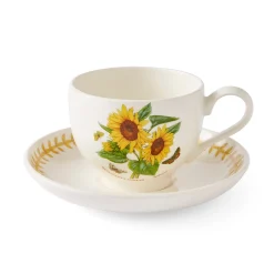 Portmeirion Botanic Garden Meadow Breakfast Teacup & Saucer, Sunflower Hot