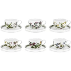 Portmeirion Botanic Garden Set of 6 Teacups & Saucers Clearance