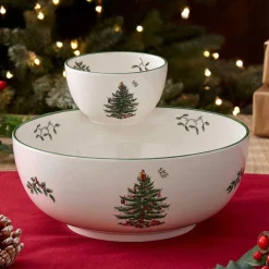 Spode Christmas Tree Tiered Chip n Dip Bowl Discount