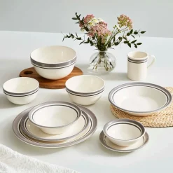 Portmeirion Potter's Stripe Set of 4 Oatmeal Bowls, Grey Best