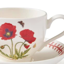 Portmeirion Botanic Garden Meadow Breakfast Teacup & Saucer, Poppy Discount