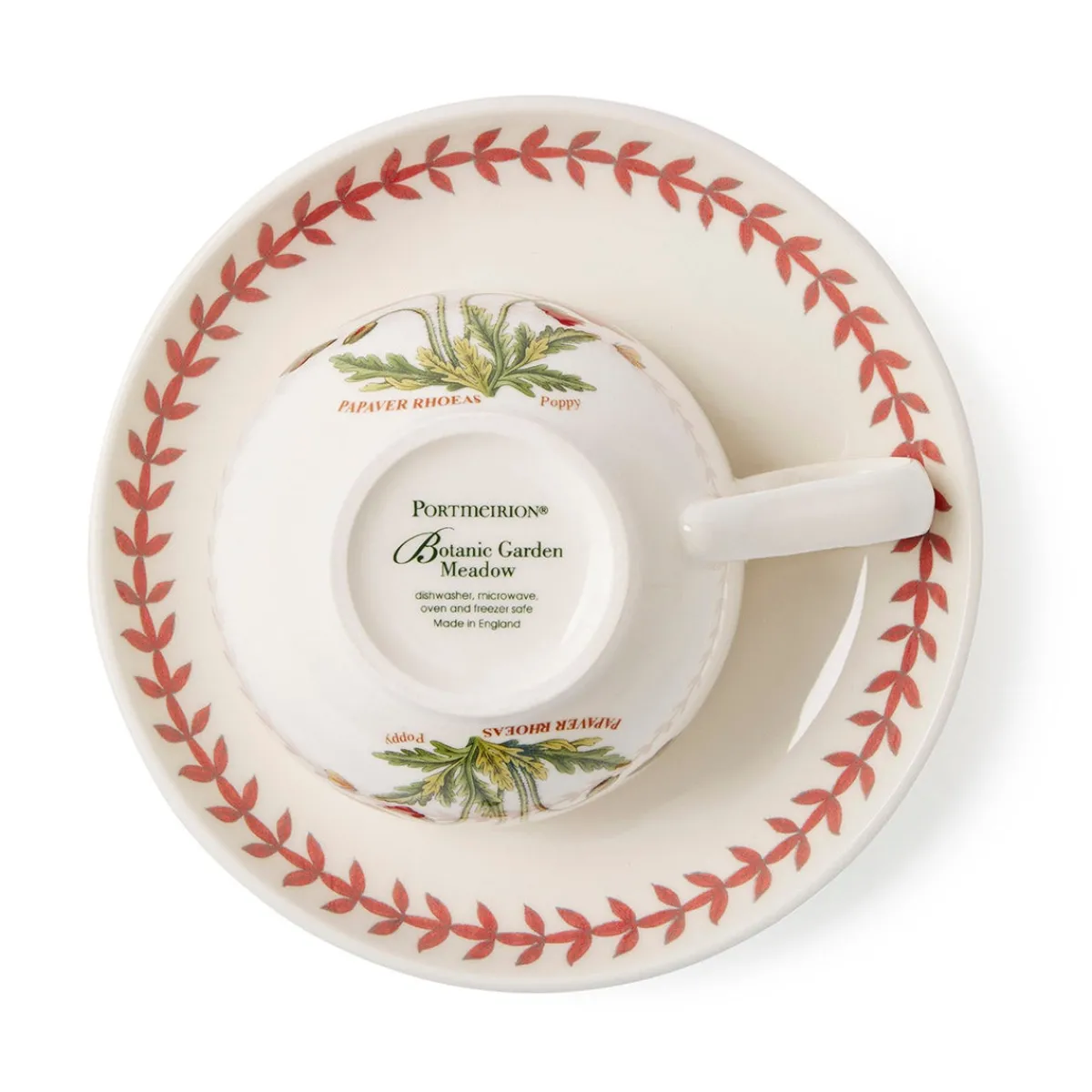 Portmeirion Botanic Garden Meadow Breakfast Teacup & Saucer, Poppy Discount