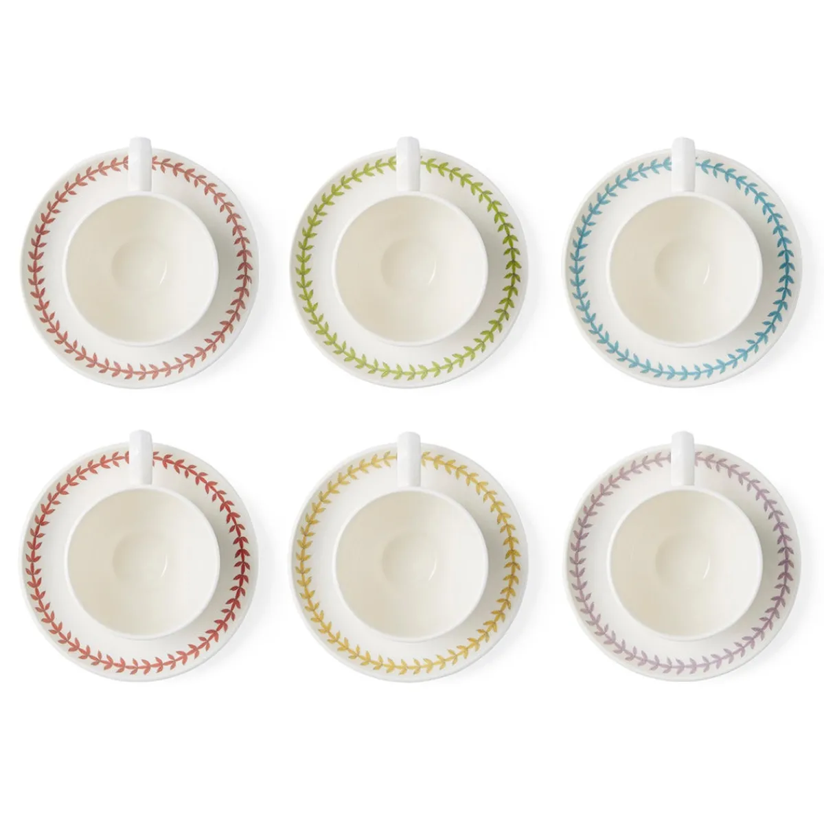 Portmeirion Botanic Garden Meadow Set of 6 Breakfast Teacups & Saucers, Assorted Hot