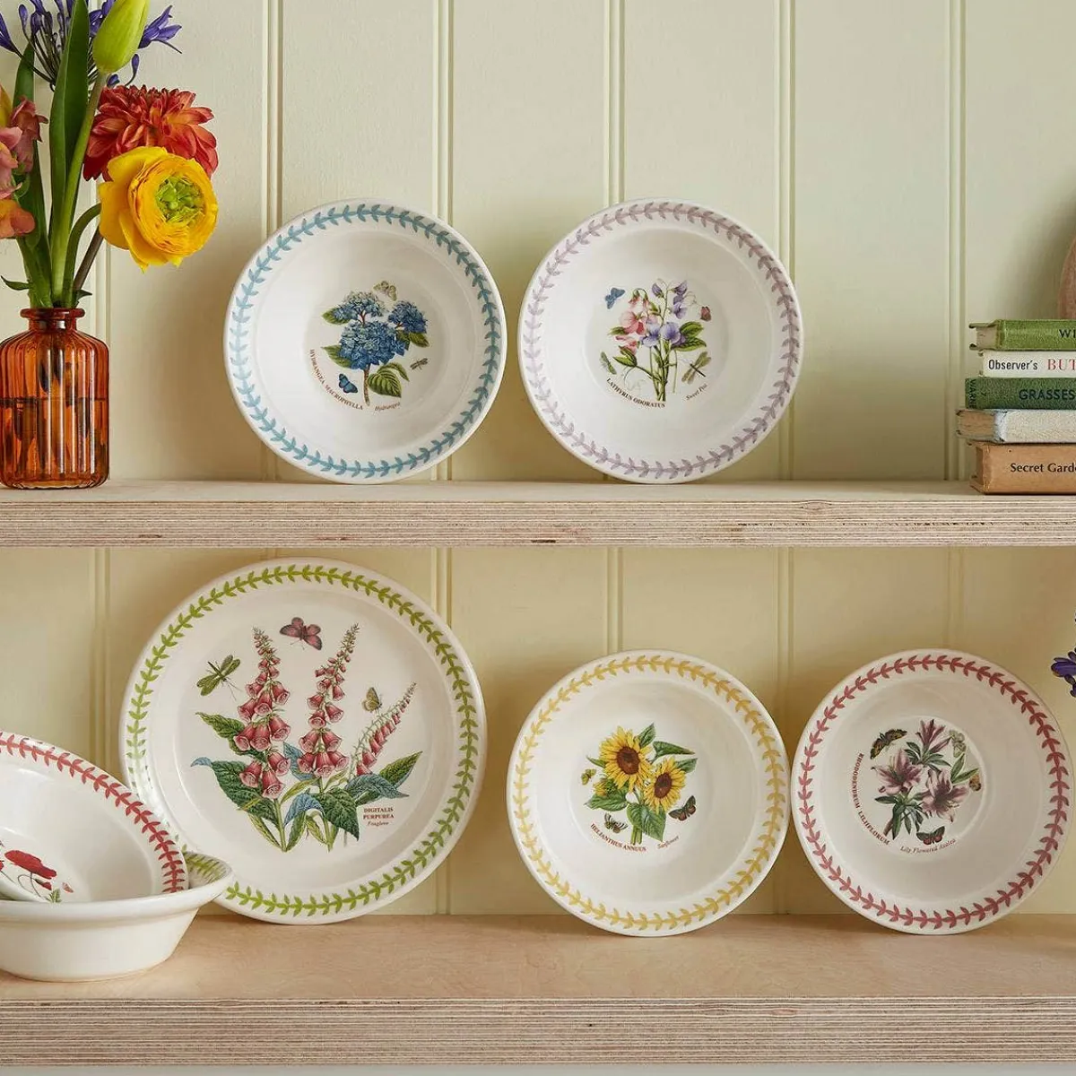 Portmeirion Botanic Garden Meadow Set of 6 Oatmeal Bowls, Assorted Outlet