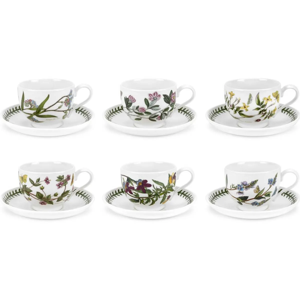 Portmeirion Botanic Garden Set of 6 Teacups & Saucers Clearance