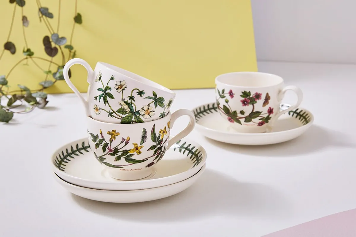 Portmeirion Botanic Garden Set of 6 Teacups & Saucers Clearance