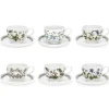 Portmeirion Botanic Garden Set of 6 Teacups & Saucers Fashion