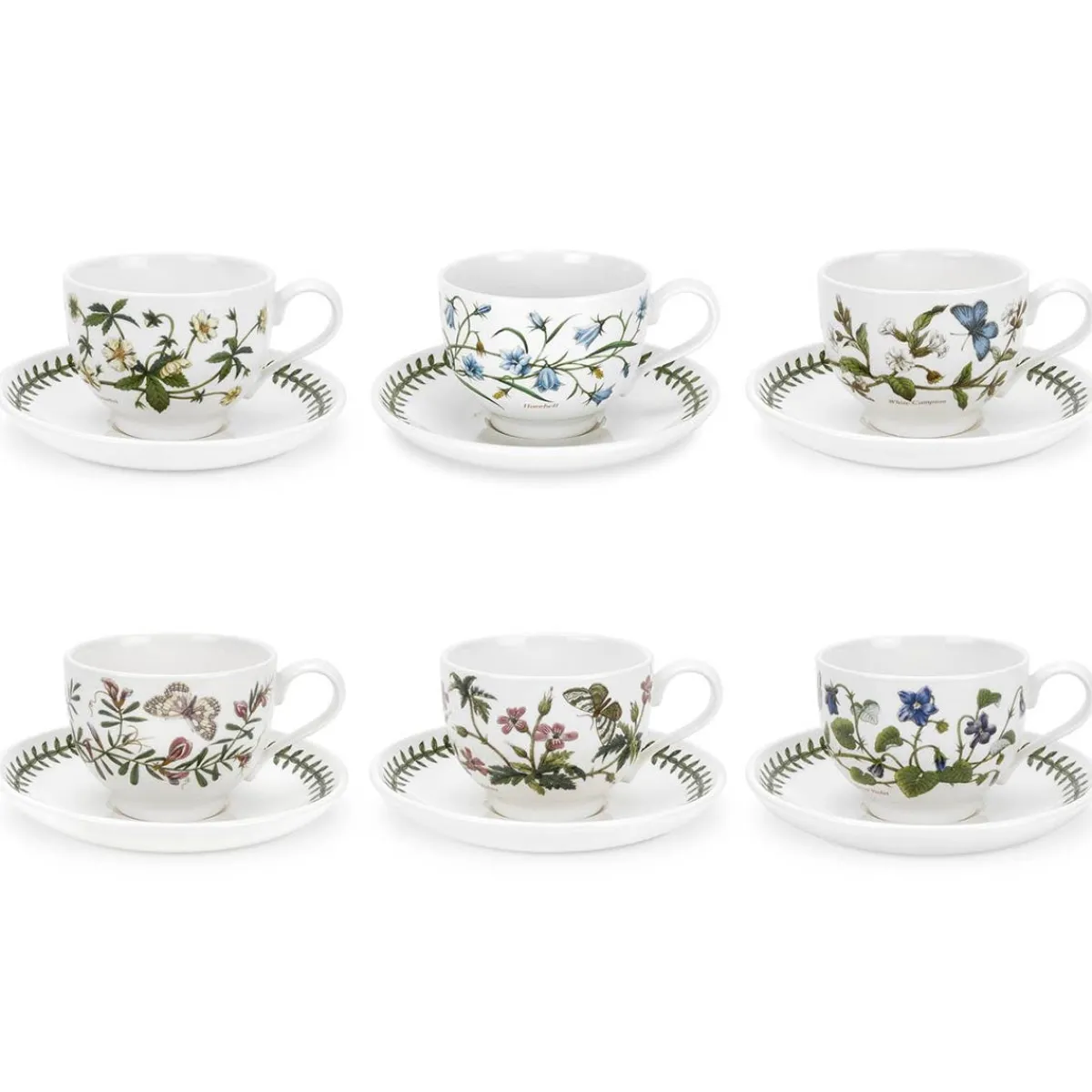 Portmeirion Botanic Garden Set of 6 Teacups & Saucers Fashion