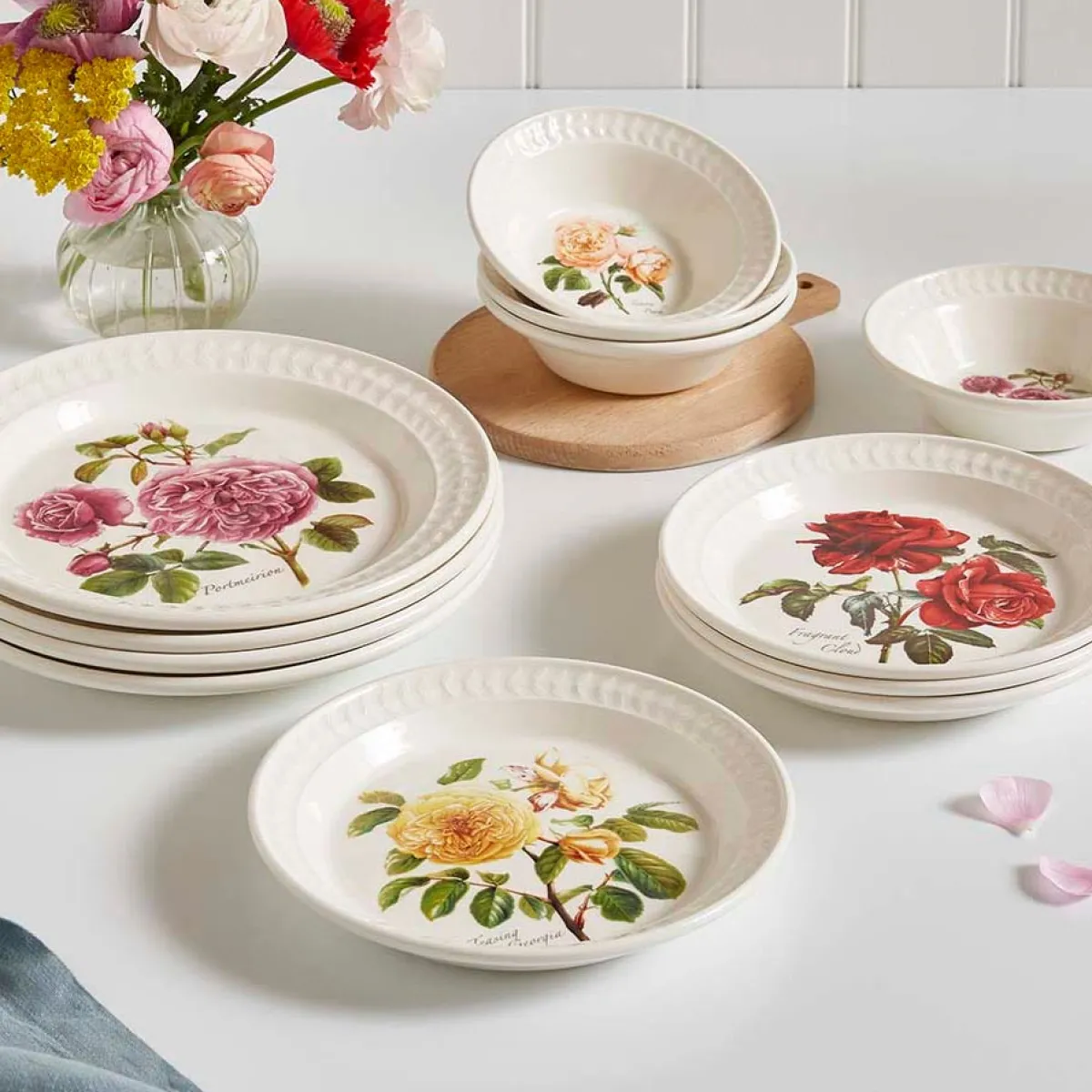 Portmeirion Botanic Roses 12 Piece Set New