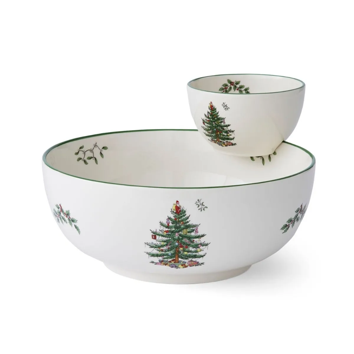 Spode Christmas Tree Tiered Chip n Dip Bowl Discount