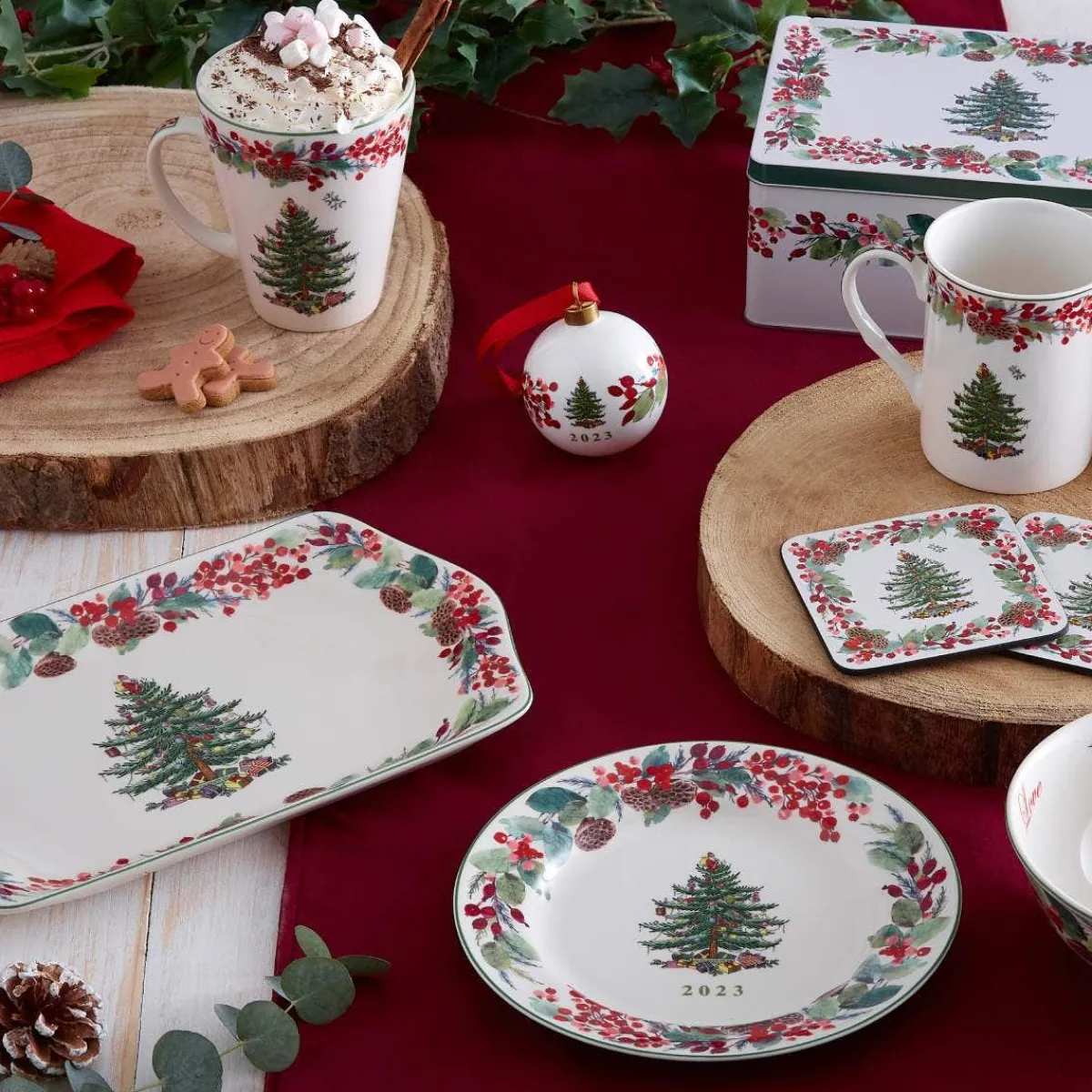 Spode Christmas Tree Tiered Chip n Dip Bowl Discount