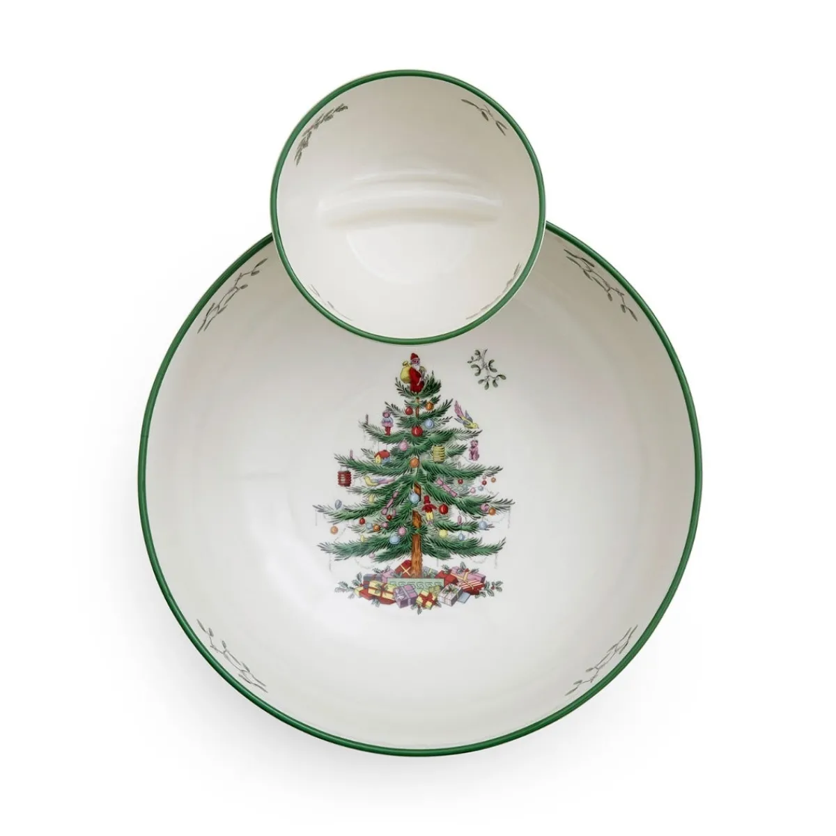 Spode Christmas Tree Tiered Chip n Dip Bowl Discount