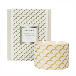 Fired Earth White Tea & Pomegranate Candle L Discount