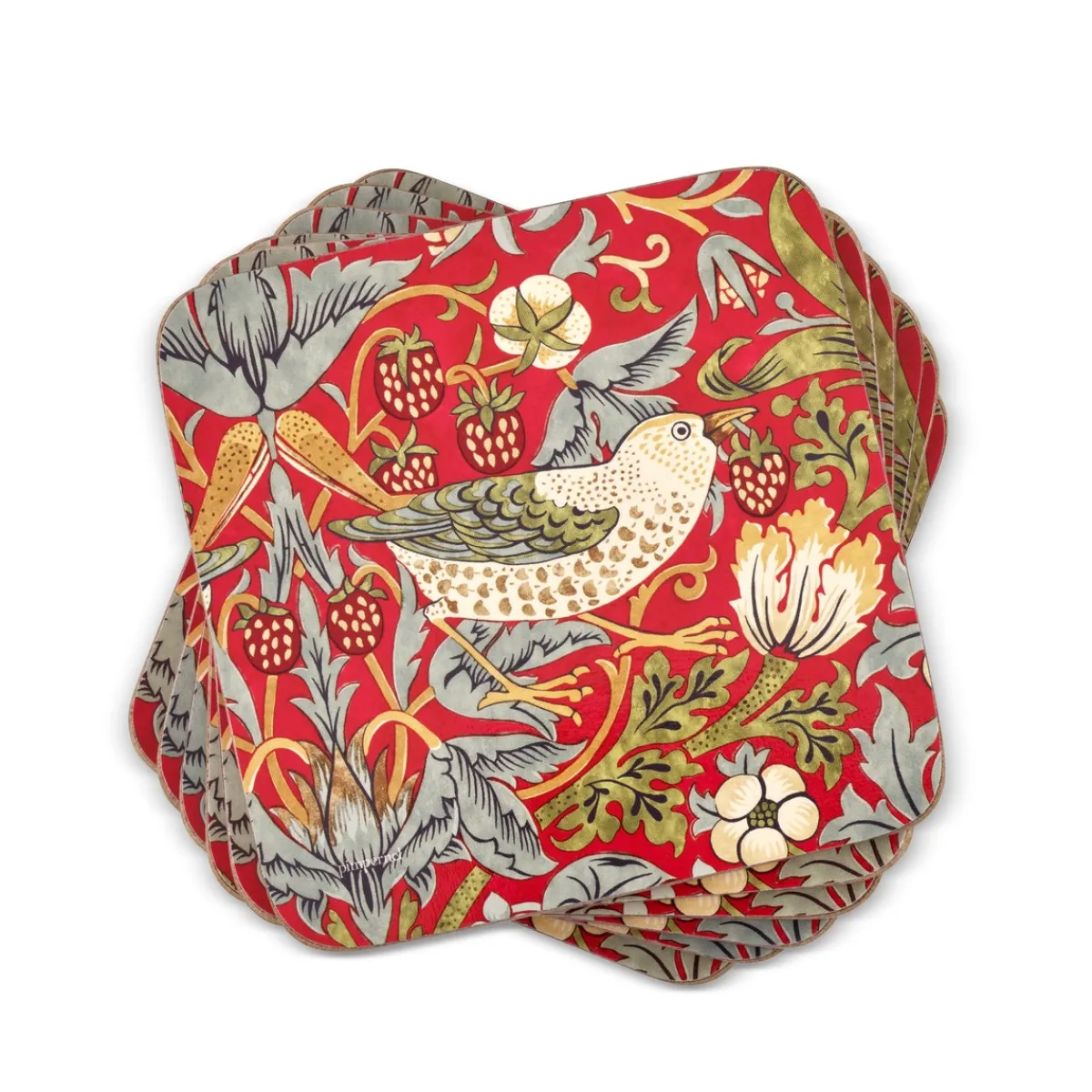 Pimpernel Morris and Co for Strawberry Thief Red Set of 6 Placemats and Coasters Outlet