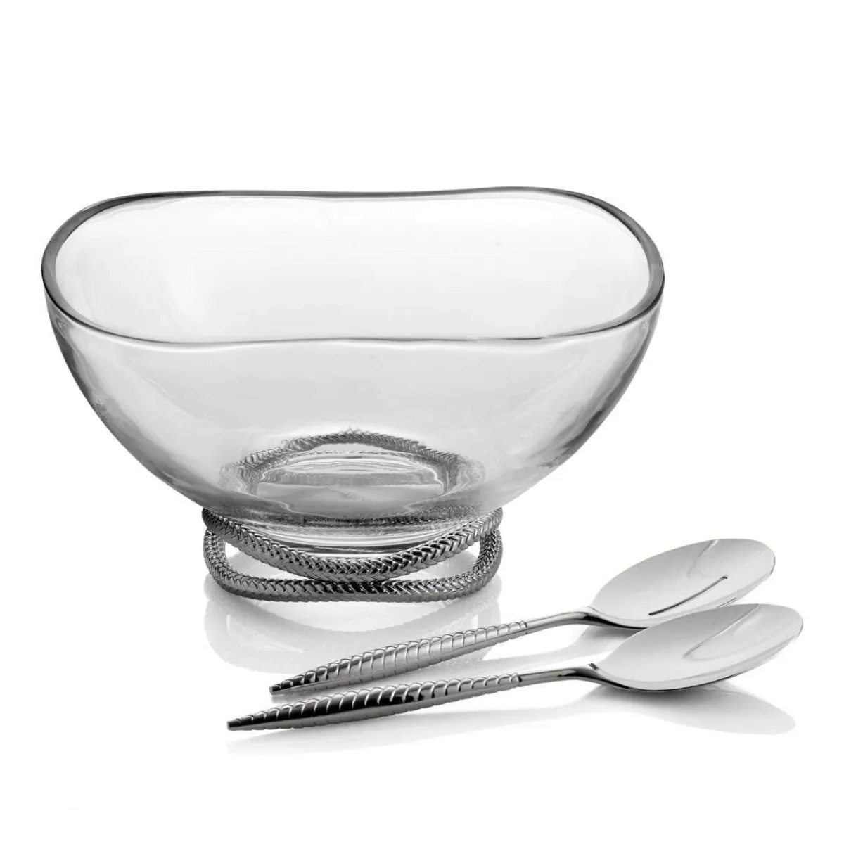 Nambe Nambé Braid Glass Salad Bowl & Servers Hot