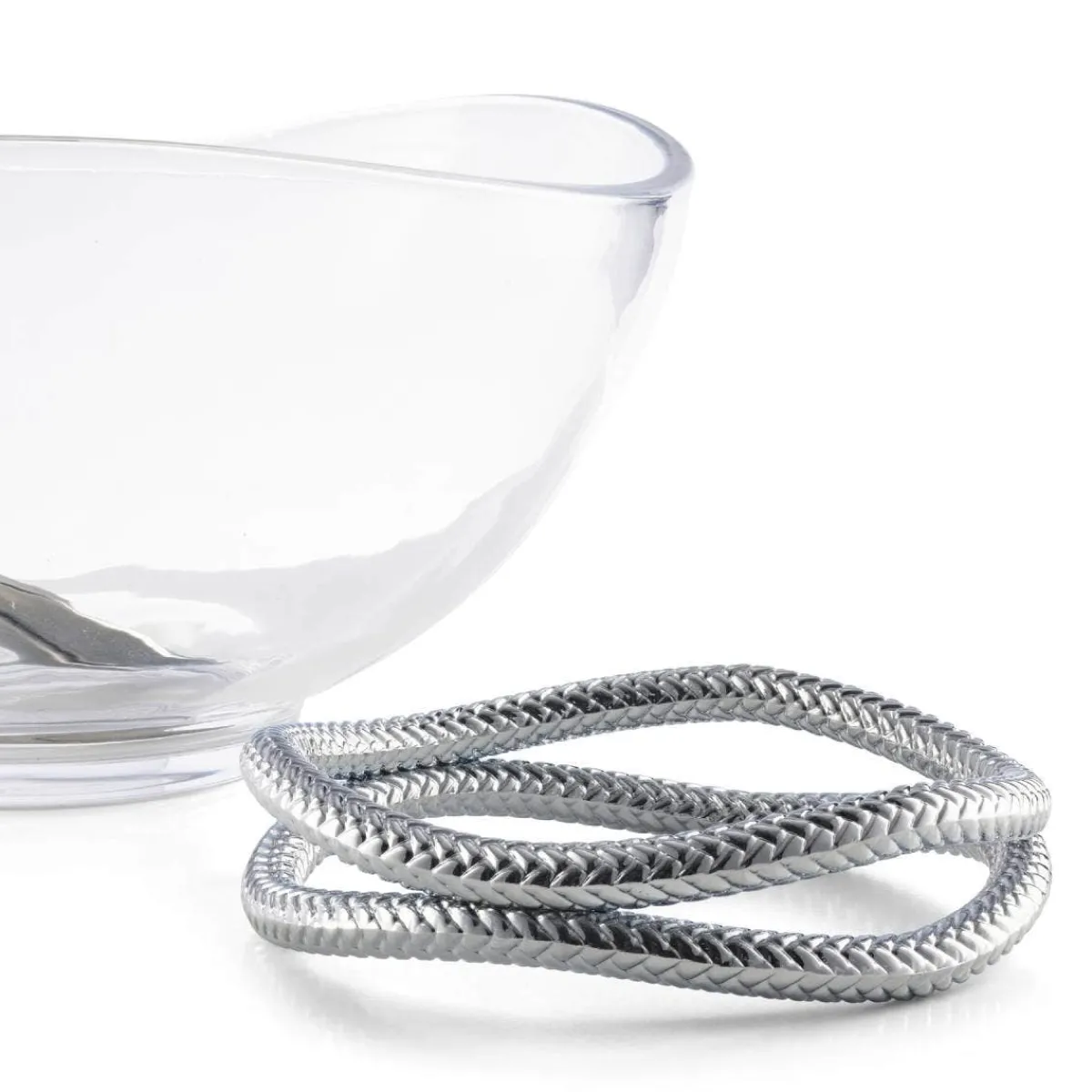 Nambe Nambé Braid Glass Salad Bowl & Servers Hot