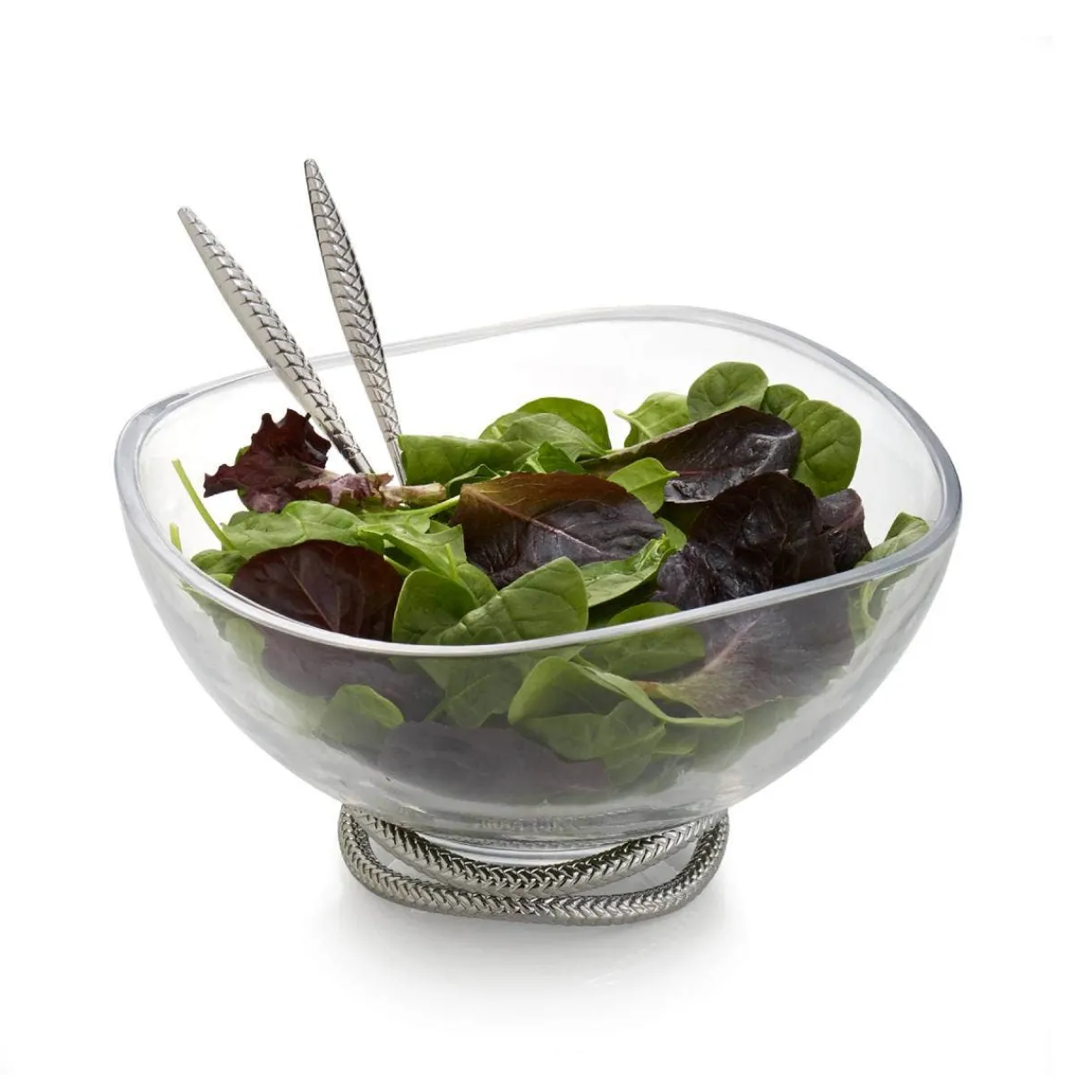 Nambe Nambé Braid Glass Salad Bowl & Servers Hot