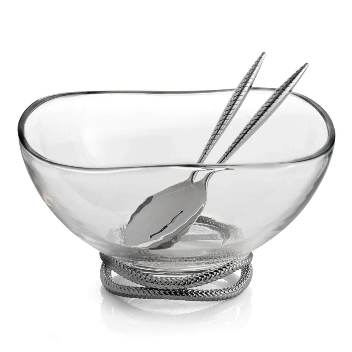 Nambe Nambé Braid Glass Salad Bowl & Servers Hot