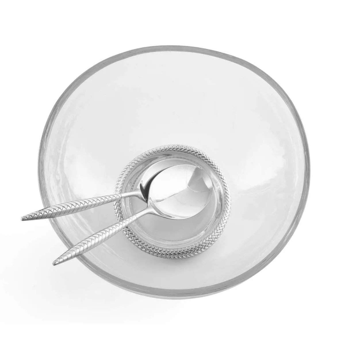 Nambe Nambé Braid Glass Salad Bowl & Servers Hot