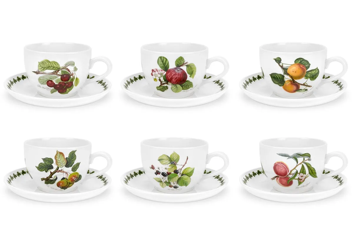 Portmeirion Pomona Set of 6 Jumbo Cups & Saucers New