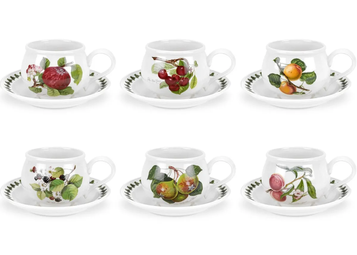 Portmeirion Pomona Set of 6 Teacups & Saucers Fashion
