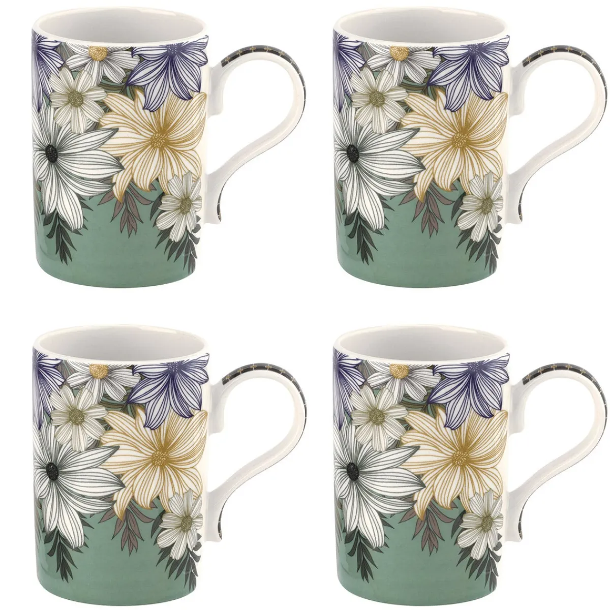 Portmeirion Atrium Floral Set of 4 Mugs Best