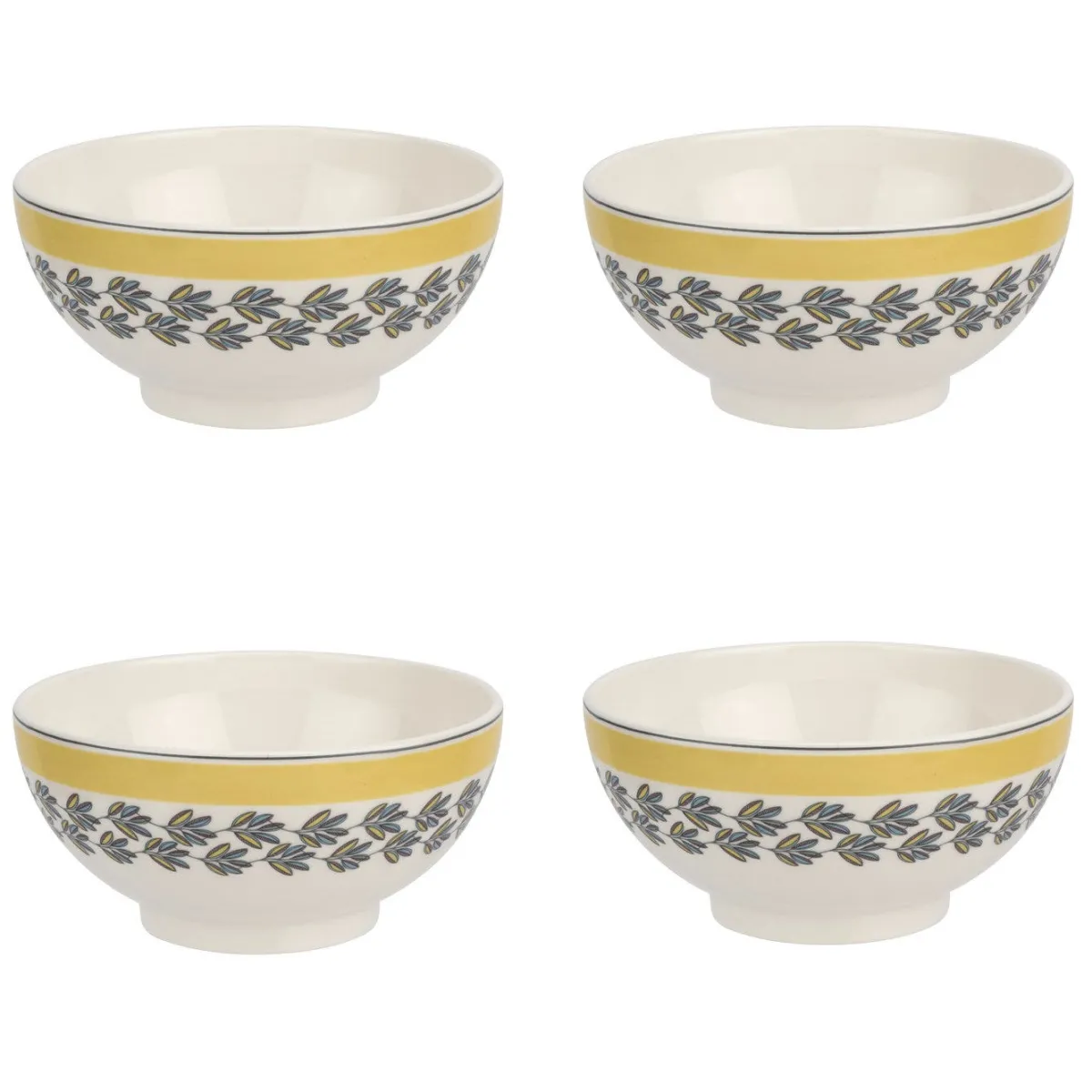 Portmeirion Westerly Yellow 5.8 Inch Inch Cereal Bowls Set of 4 New