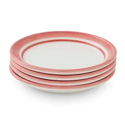 Portmeirion Potter's Stripe Set of 4 Bread Plates, Red Hot