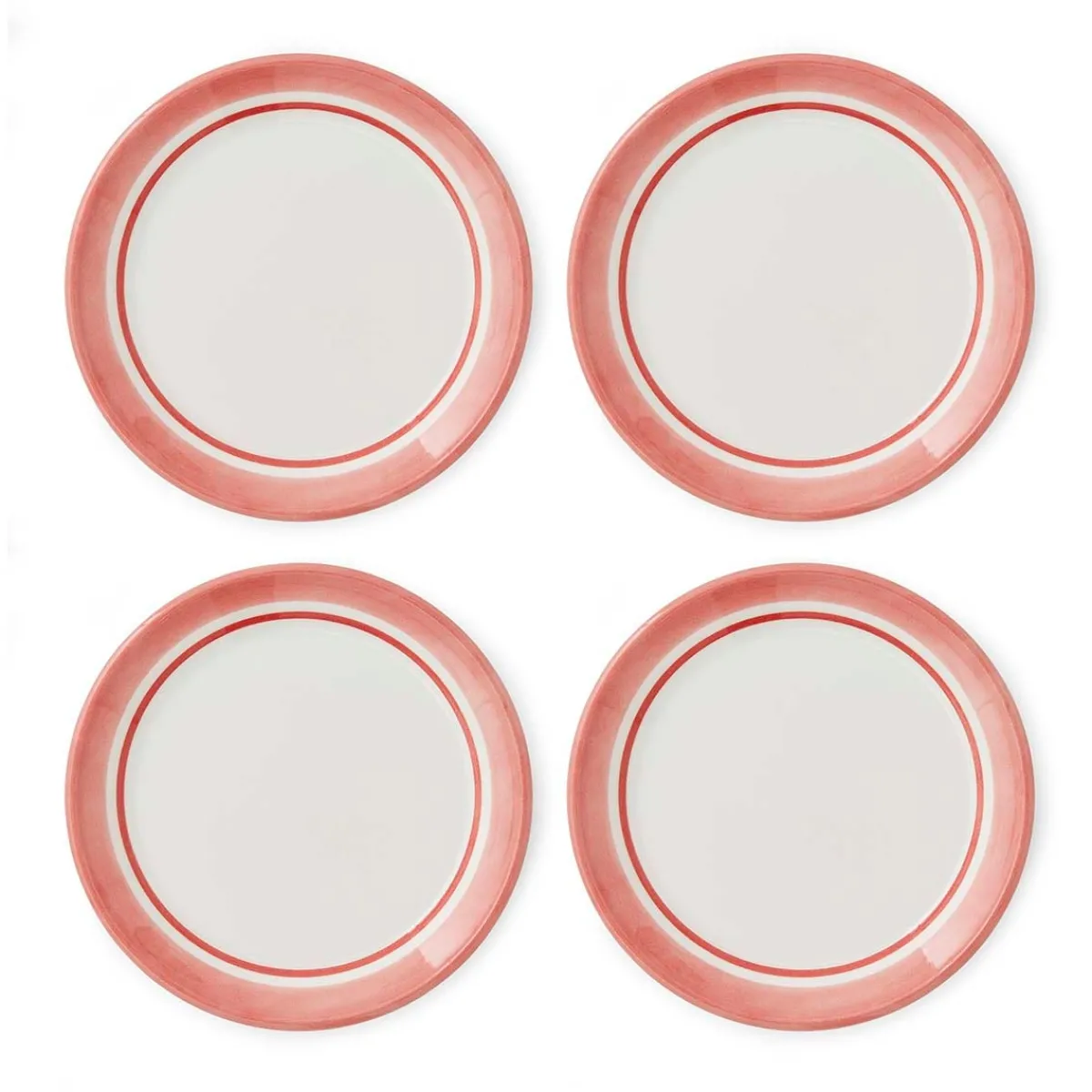 Portmeirion Potter's Stripe Set of 4 Bread Plates, Red Hot