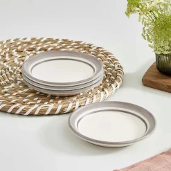 Portmeirion Potter's Stripe Set of 4 Bread Plates, Grey Clearance