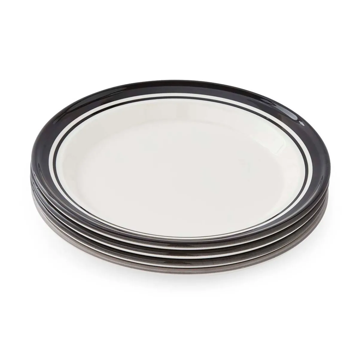 Portmeirion Potter's Stripe Set of 4 Dinner Plates, Black Best