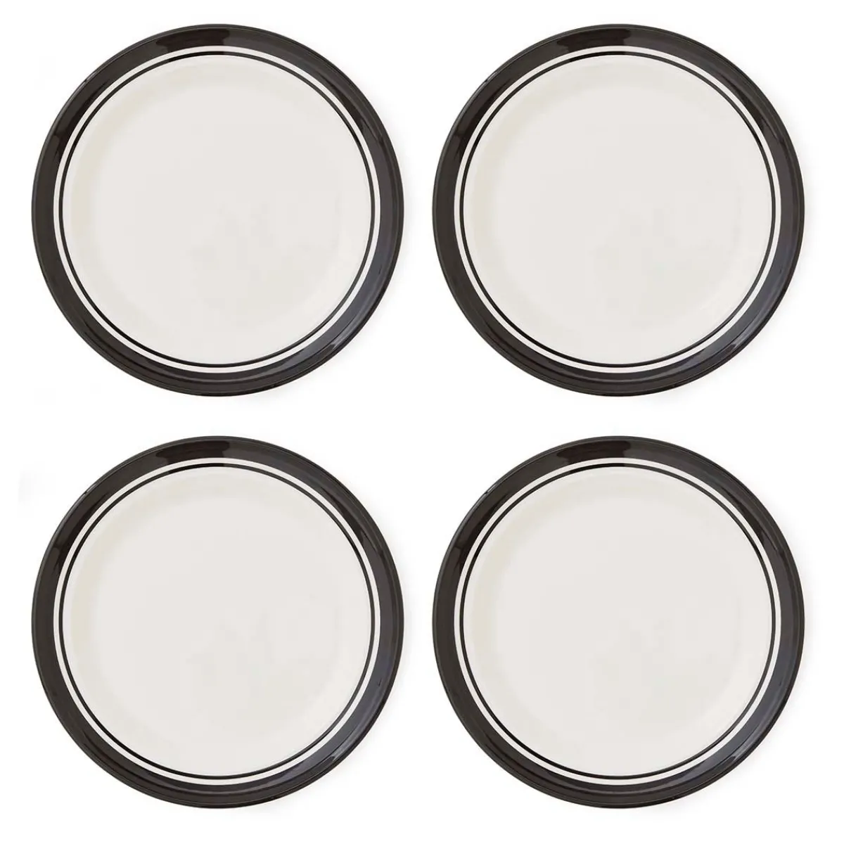 Portmeirion Potter's Stripe Set of 4 Dinner Plates, Black Best