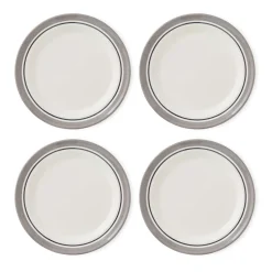 Portmeirion Potter's Stripe Set of 4 Dinner Plates, Grey Best