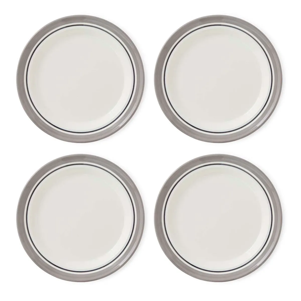 Portmeirion Potter's Stripe Set of 4 Dinner Plates, Grey Best