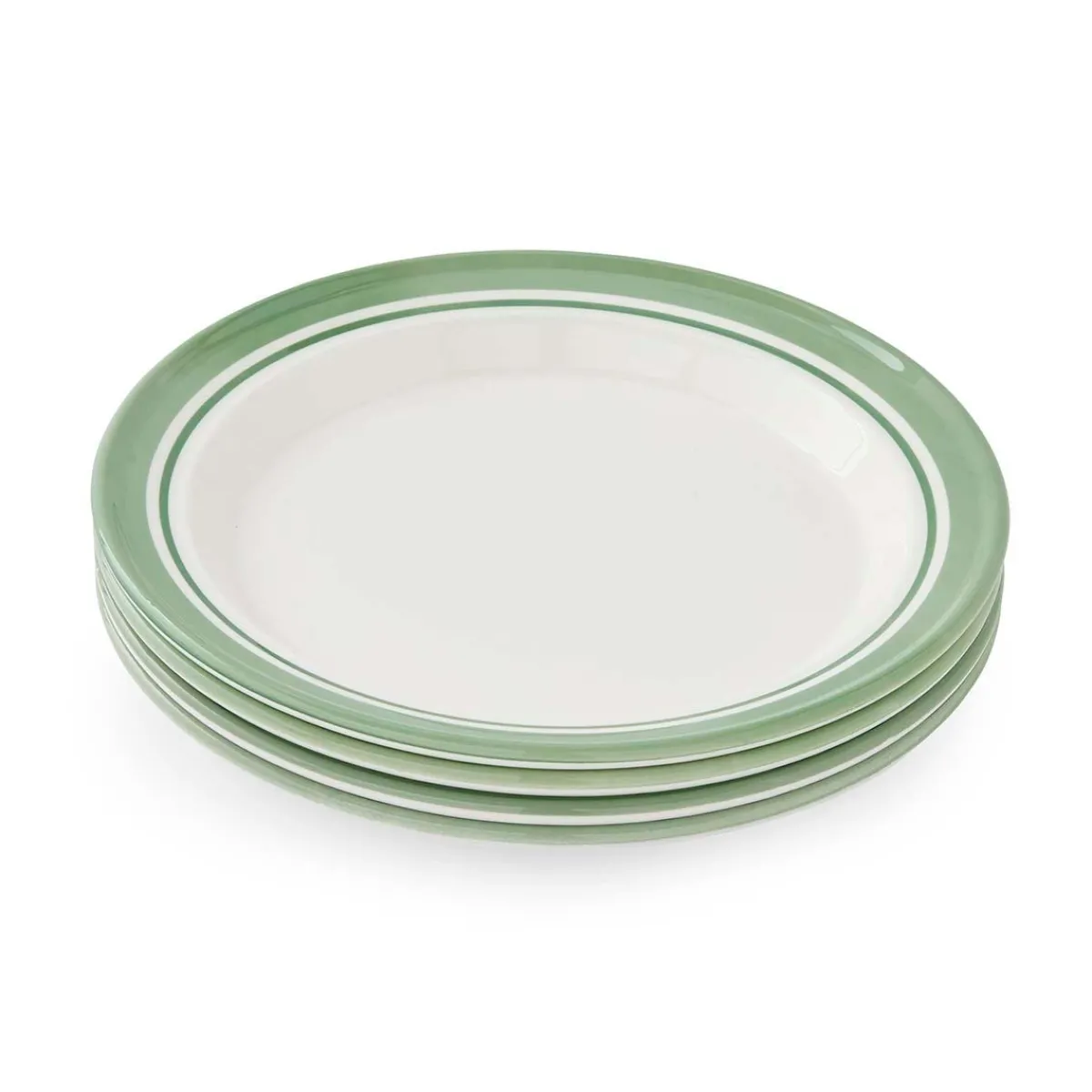 Portmeirion Potter's Stripe Set of 4 Dinner Plates, Green Hot