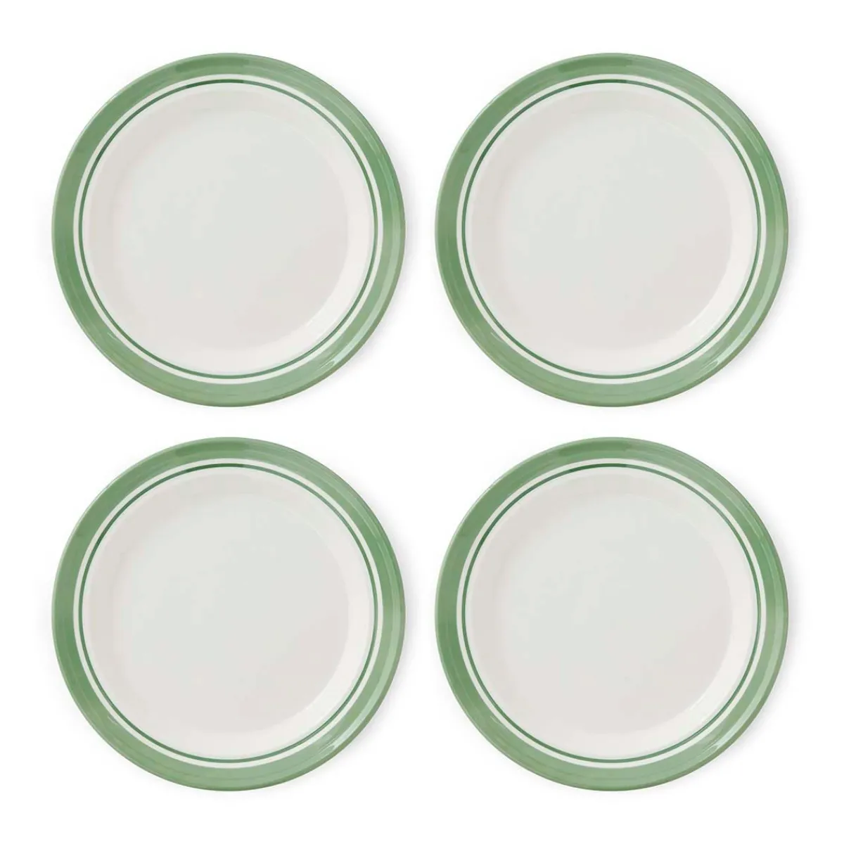Portmeirion Potter's Stripe Set of 4 Dinner Plates, Green Hot