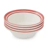 Portmeirion Potter's Stripe Set of 4 Oatmeal Bowls, Red Hot
