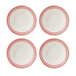 Portmeirion Potter's Stripe Set of 4 Oatmeal Bowls, Red Hot