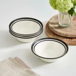 Portmeirion Potter's Stripe Set of 4 Oatmeal Bowls, Black Outlet