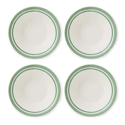 Portmeirion Potter's Stripe Set of 4 Oatmeal Bowls, Green Hot