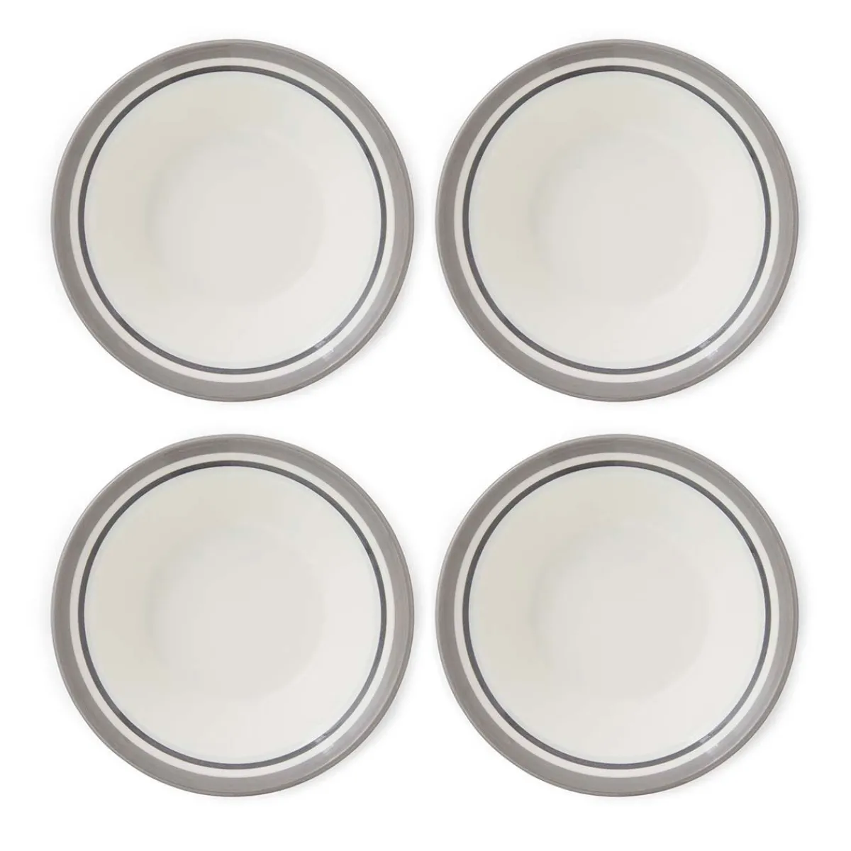 Portmeirion Potter's Stripe Set of 4 Oatmeal Bowls, Grey Best