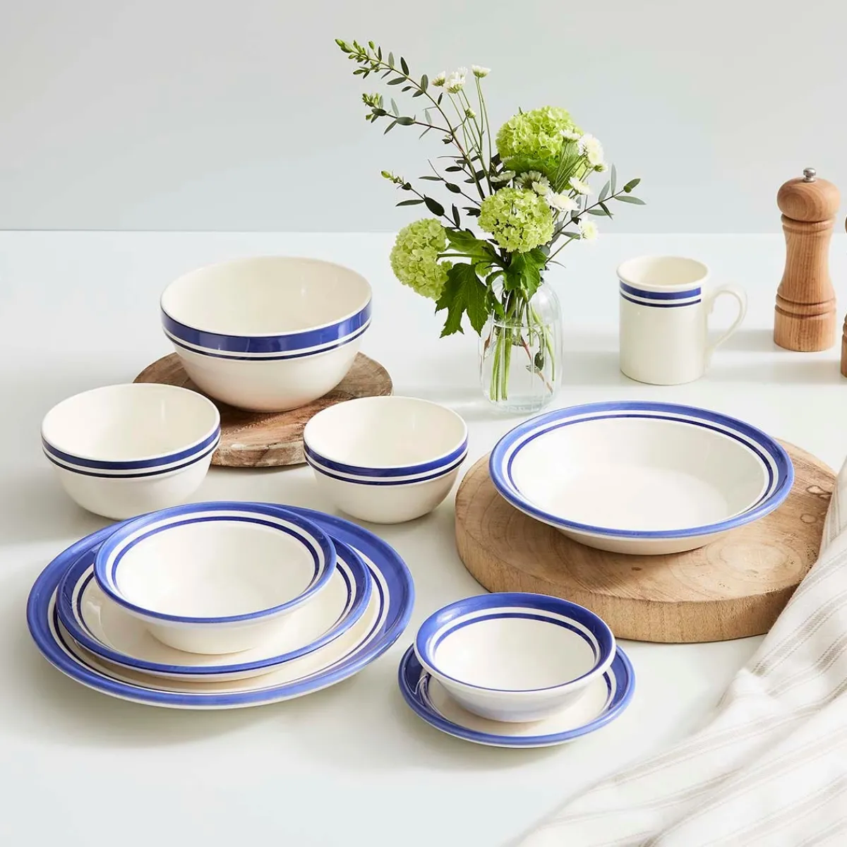 Portmeirion Potter's Stripe Set of 4 Side Plates, Blue Fashion