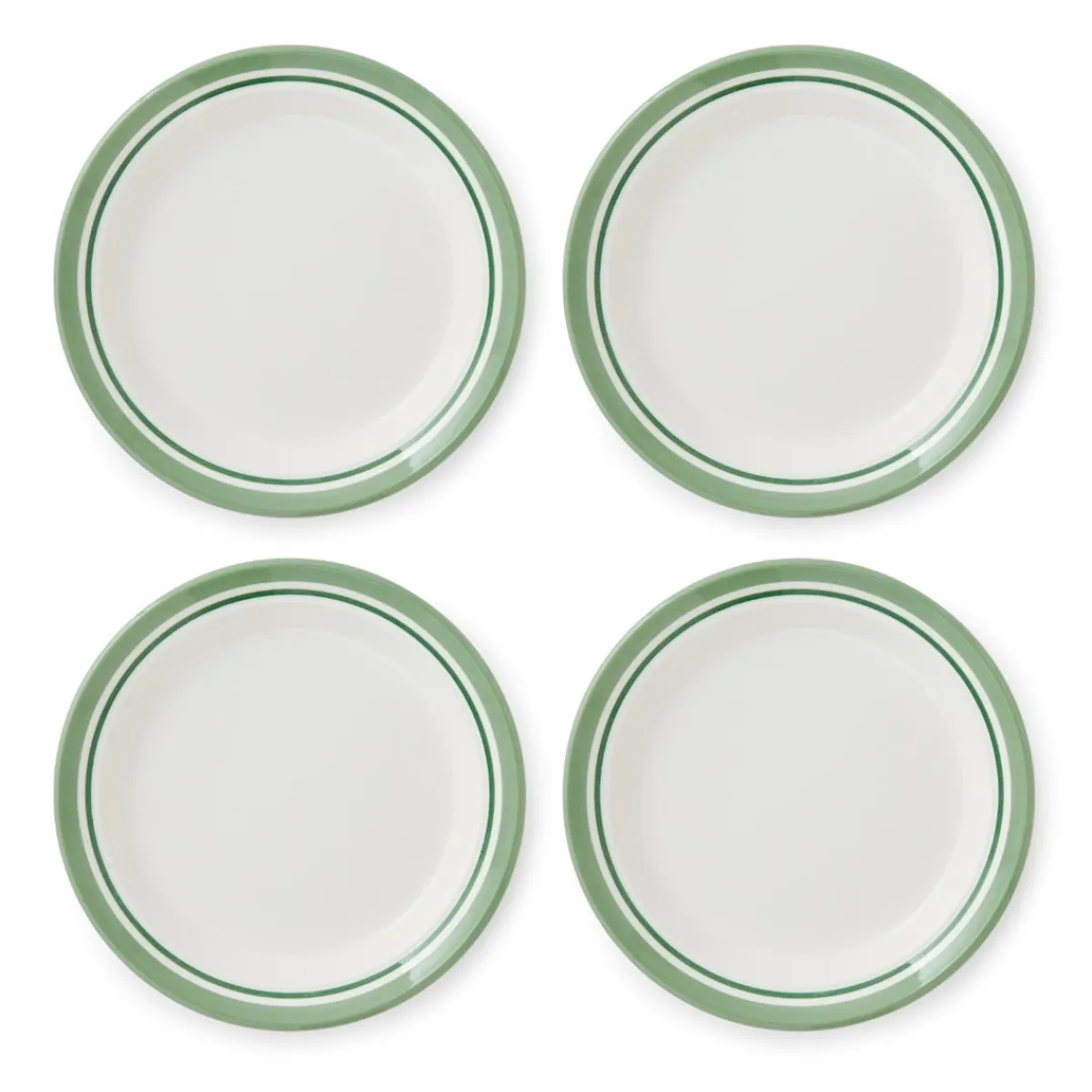 Portmeirion Potter's Stripe Set of 4 Side Plates, Green New