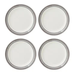 Portmeirion Potter's Stripe Set of 4 Side Plates, Grey Hot