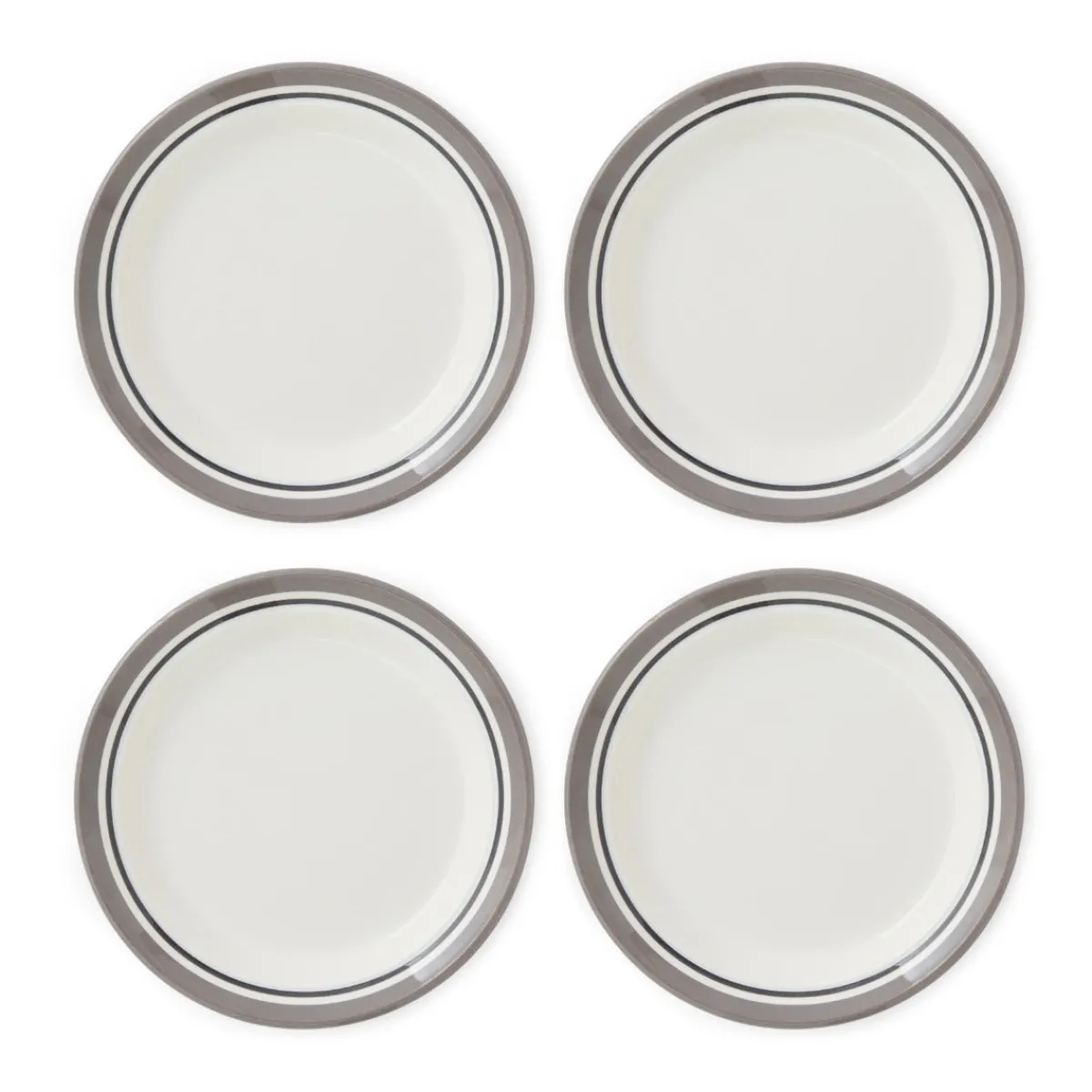Portmeirion Potter's Stripe Set of 4 Side Plates, Grey Hot