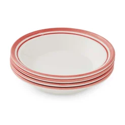 Portmeirion Potter's Stripe Set of 4 Soup Plates, Red Hot