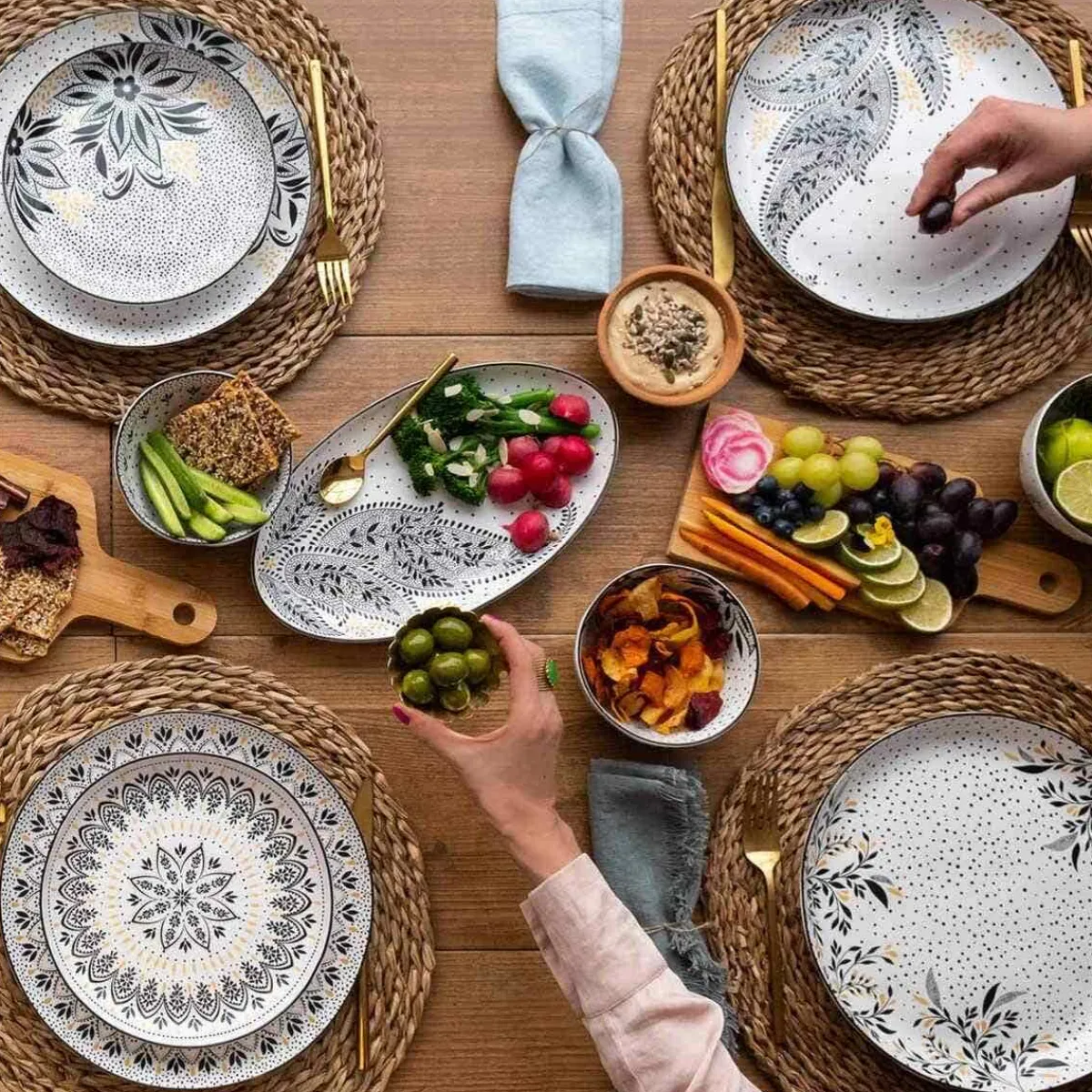 Portmeirion Sara Miller Artisanne Noir Medium Serving Platter Outlet