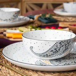 Portmeirion Sara Miller Artisanne Noir Set of 4 Cereal Bowls Discount