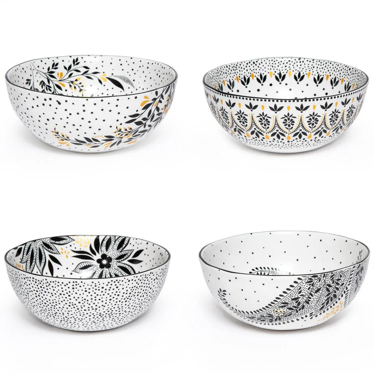 Portmeirion Sara Miller Artisanne Noir Set of 4 Cereal Bowls Discount