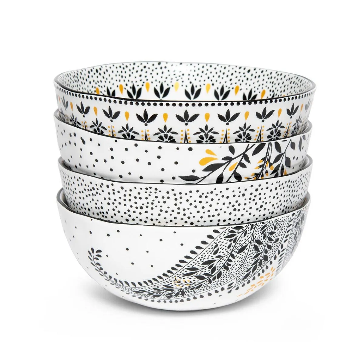 Portmeirion Sara Miller Artisanne Noir Set of 4 Cereal Bowls Discount
